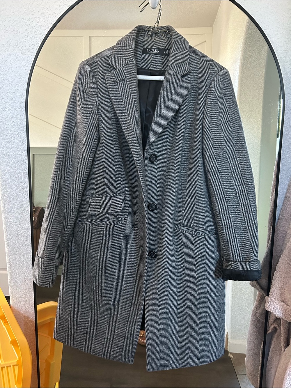 Ralph Lauren Gray Herringbone Pea Coat
